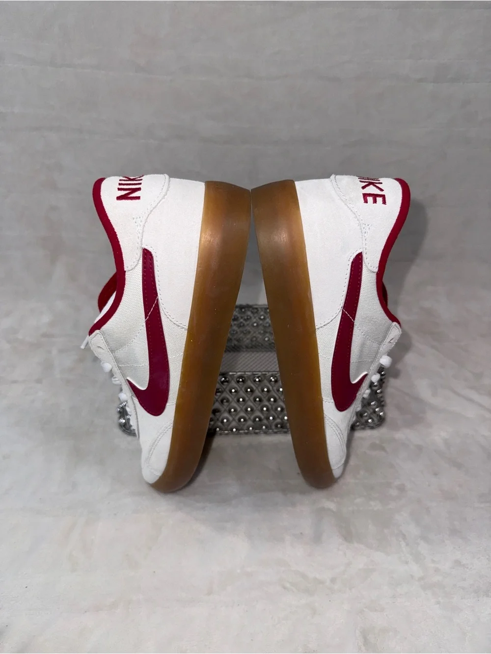 Nike 10 men’s, 11.5 women’s Summit White Sneakers Cardinal Red Swoosh Gum Sole